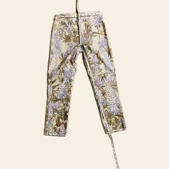 Cambio Paris Easy Kick Print Jeans Lavender Floral Straight Leg Ankle Sz 34 US 2 - Picture 10 of 12
